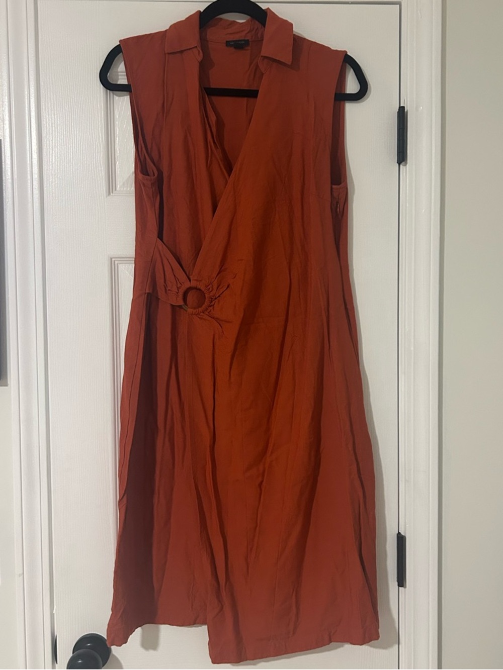 Faux wrap midi dress
